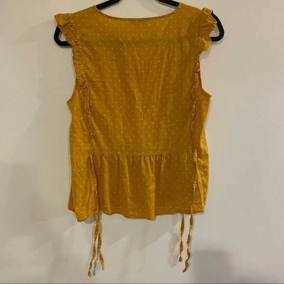 MADEWELL blouse womens yellow Side-Tie Ruffle Peplum Top in Polka Dot small - Picture 10 of 10